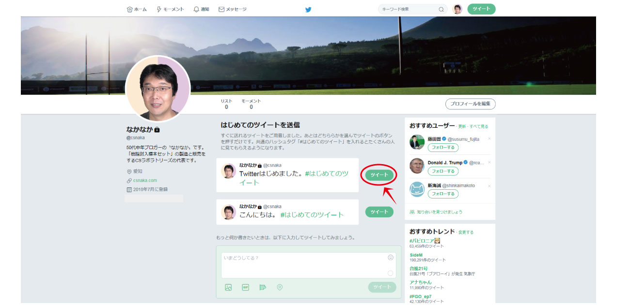 Sns Twitter ツイッターを始める 登録 設定 はじめてのツイート Csラボはなかなかだす